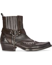 Infinity Leather - Cowboy Ankle Boots Cuban Biker Winklepicker Western - Lyst