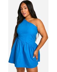 Boohoo - Plus One Shoulder Cut Out Skater Dress - Lyst