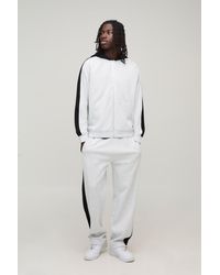 BoohooMAN - Oversized Panel Zip Through Hoodie & Relaxed Jogger Tracksuit - Lyst