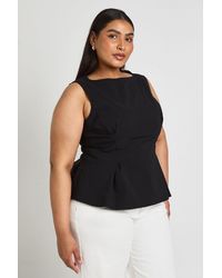 Boohoo - Plus Bengaline Cinched Waist Sleeveless Top - Lyst