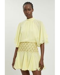 Karen Millen - Beaded Cape Detail Mini Dress - Lyst