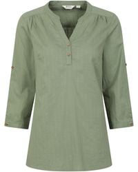 Mountain Warehouse - 'Petra' 3/4 Sleeve Shirt Button Neck Breathable Everyday Top Cotton - Lyst