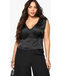 Boohoo - Plus Bust Detail Tie Strap Top - Lyst