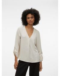 Vero Moda - V-Neck Long Sleeve Blouse - Lyst