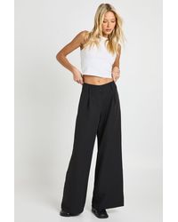 Boohoo - Deep Waistband Wide Leg Pants - Lyst