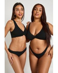 Boohoo - Premium Fits All Crinkle Solid Brief Bikini Bottom - Lyst