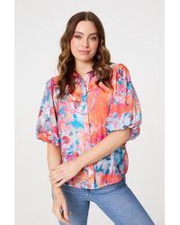 Izabel London - Abstract Print 1/2 Sleeve Shirt - Lyst