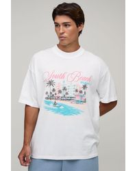 BoohooMAN - Oversized Miami Print T-Shirt Cotton - Lyst