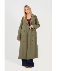 Brave Soul - Light Double-Breasted Longline Trench Coat - Lyst