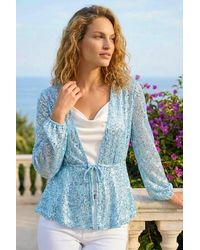 Roman - Sequin Tie Front Stretch Top - Lyst