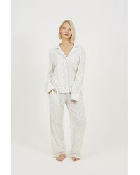 Brave Soul - Printed Long Sleeve Button Down Pyjama Set - Lyst