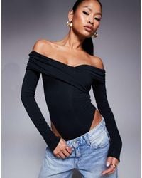 Oh Polly - Ceyln Modal Off Shoulder Ruched Bodysuit - Lyst