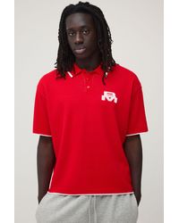 BoohooMAN - Oversized Boxy Moto Graphic Knitted Polo - Lyst