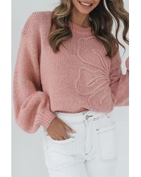 Azura Exchange - Floral Knit Sweater - Lyst