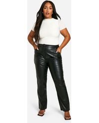 Boohoo - Plus Slim Fit Seam Detail Pu Trouser - Lyst