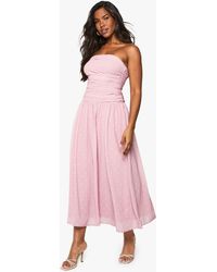 Boohoo - Chiffon Polka Dot Bandeau Midaxi Dress - Lyst
