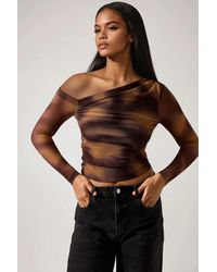 Hiccup - Asymmetrical Collar Tulle Blouse - Lyst