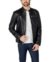 Peuterey - Zwarte Leren Jas - Lyst