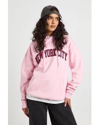 Boohoo - New York Printed Oversized Hoodie - Lyst