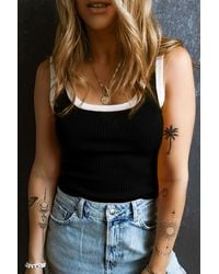 Azura Exchange - Ribbed Knit Tank Top Sleeveless Scoop Neck - Lyst