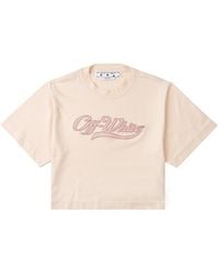 Off-White c/o Virgil Abloh - Embroidered Baseball Logo Crop Tee - Lyst