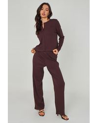 Urban Bliss - Chocolate Long Sleeved Button Front Top - Lyst