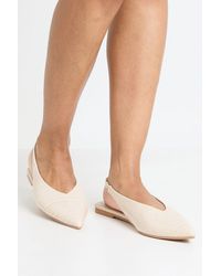Boohoo - Croc High Cut Slingback Pointed Flats - Lyst