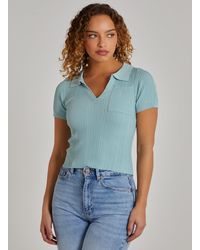 Pink Vanilla - Knitted Rib Polo Top - Lyst