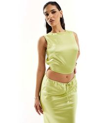 Kaiia - Exclusive Satin High Neck Open Tie Back Top Co-Ord - Lyst