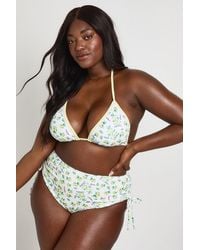 Boohoo - Plus Lemon Print High Waisted Triangle Bikini Set - Lyst