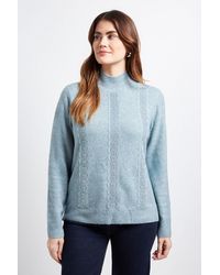 Wallis - Lace Detail Crew Neck Jumper - Lyst