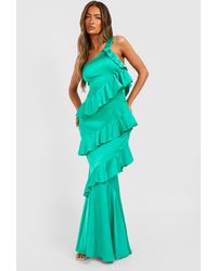 Boohoo - One Shoulder Ruffle Maxi Dress - Lyst