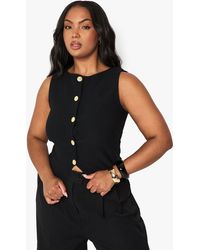 Boohoo - Plus Textured Button Through Waistcoat - Lyst