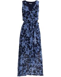 Gina Bacconi - Alaura Long Printed Sleeveless Dress With Surplice Neckline - Lyst
