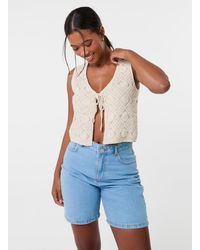 Pink Vanilla - Crochet Tie Front Waistcoat - Lyst