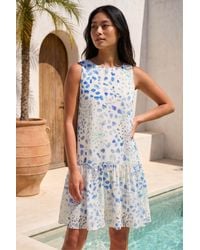 Roman - Petite Print Drop Waist Tier Hem Dress - Lyst