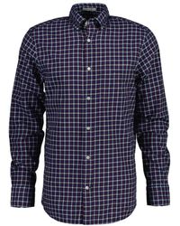 GANT - Overhemd Regular Fit Twill Micro Multi Check In Blauw - Lyst