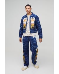 BoohooMAN - Relaxed Cross Applique Crinkle Washed Jeans - Lyst