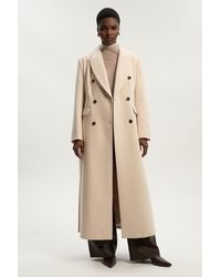 Karen Millen - Stripe Wool Double Breasted Tailored Maxi Coat - Lyst