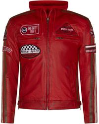 Infinity Leather - Racing Hooded Biker Jacket-Detroit - Lyst