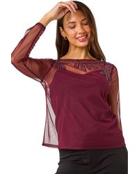 Roman - Embellished Sequin Mesh Top - Lyst