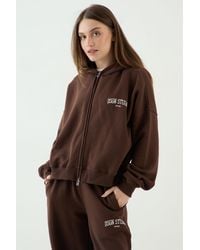 DSGN Studio - Collegiate Printed Zip Through Boxy Hoodie - Lyst