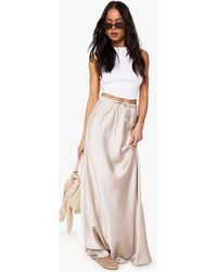 Boohoo - Satin Drawcord Maxi Slip Skirt - Lyst