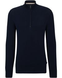 BOSS - Casualwear Ebrando Half Zip Knitwear Dark Cotton - Lyst