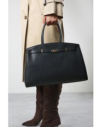 Where's That From - Grelle Leather Belt Lock Detail Tote Bag - Lyst