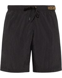 Moschino - Metal Logo Long Swim Shorts Textile - Lyst