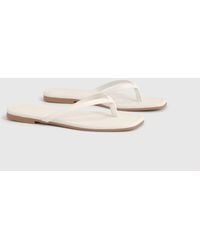 Boohoo - Square Toe Flip Flops - Lyst