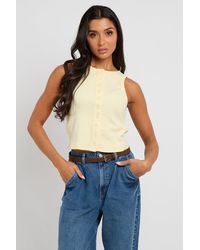 Urban Bliss - Lemon Sleeveless Button Front Top - Lyst