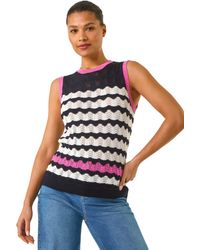 Roman - Sequin Wave Detail Knit Top - Lyst