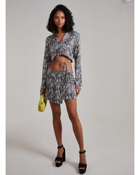 Pink Vanilla - Tie Waist Satin Zebra Crop Top - Lyst